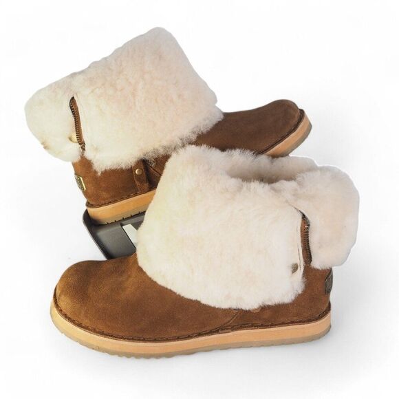 Cloud Nine Sheepskin Trixie Zipper Boots Chestnut Brown 1904 Women's 8 - Picture 1 of 11